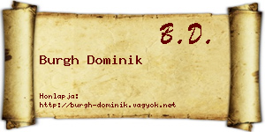 Burgh Dominik névjegykártya